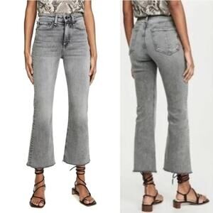Rag & Bone Nina High Rise Ankle Flare Jeans Gray Strech Raw Hem Womens Size 29